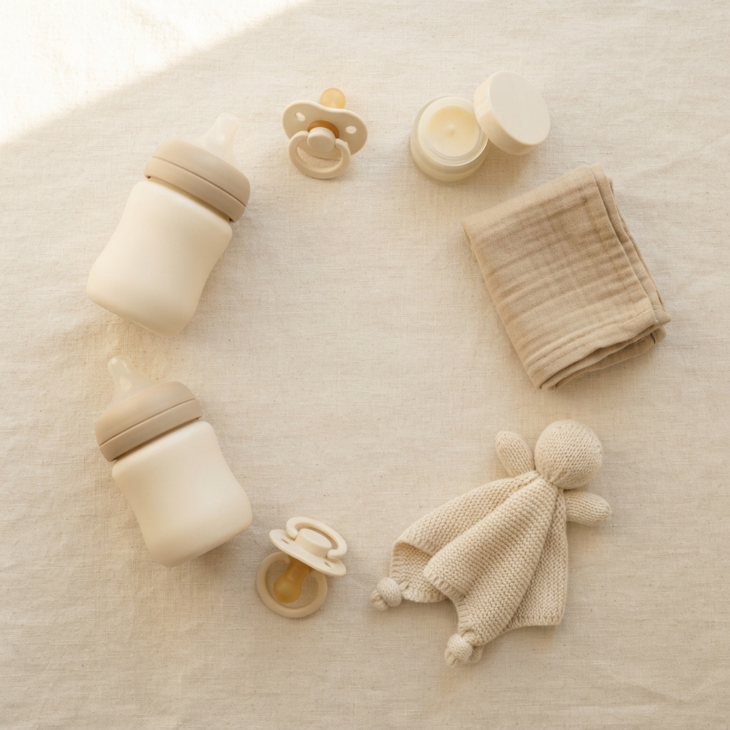 Set de lactancia: biberones, chupetes, bálsamo, muselina y doudou